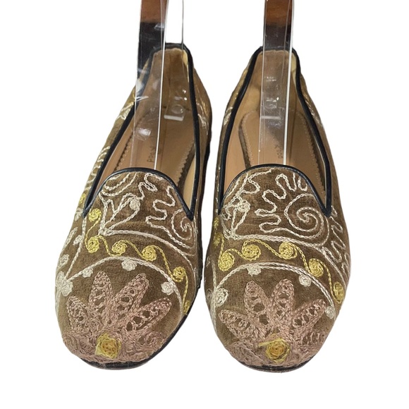 Velvet Road Brown Tan Gold Embroidered Ballet Flats womens shoes size 7.5 - Picture 3 of 15